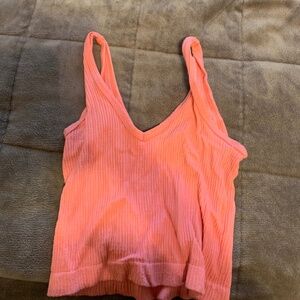 Out From Under Drew Seamless Ribbed Cropped Tank Top coral